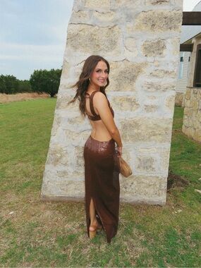 Elegant Brown Sequin Gown